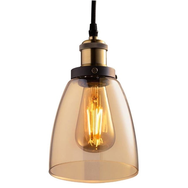 Xtricity Suspension en Verre Ambré de la Collection Old Fashioned, Dotée d'Un Abat-Jour en Verre Ambré d'Inspiration Vintage et d'Une Ampoule DEL avec Lumière Blanc Doux 2200K. Le Suspension Comprend un design à filament Décoratif, une Puissance de 5 W Équivalente à 60 W et une Luminosité de 450 lumens. Idéale pour la Maison Ou les Espaces Commerciaux, Elle Allie Esthétique antique et Moderne.