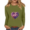 thumbnail image 2 of Styesk Chemises à Manches Longues pour Femmes Nouvel An T-shirt Décontracté Imprimé Col Rond Manches Longues, 2 of 4