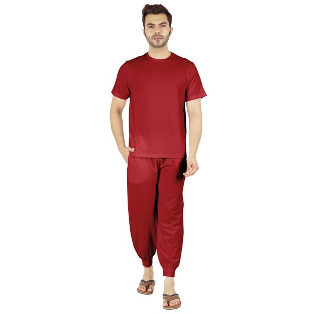 Inkmeso Ensemble de Pyjama Uni pour Hommes, Manches Courtes, Vêtement de Nuit à Col Rond, Ensemble de Pj