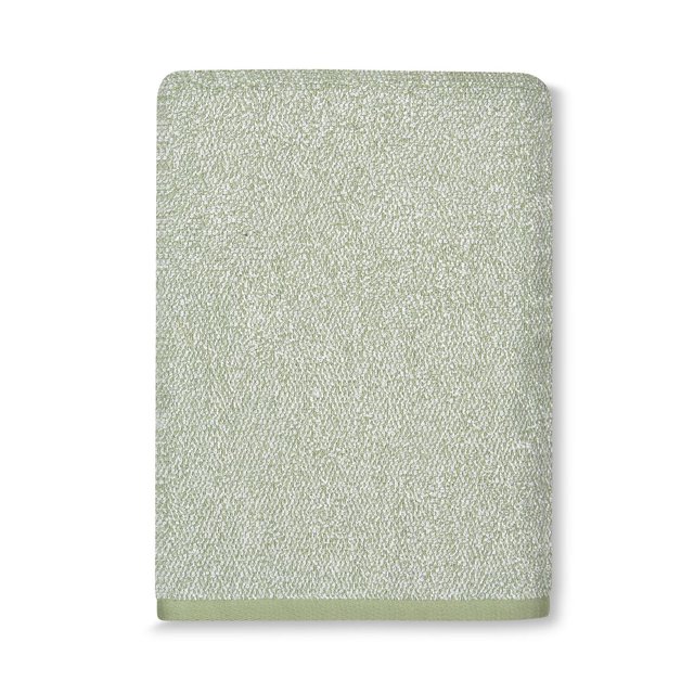 Serviettes en Mélange Teintes au Fil, Serviette de Bain Pliée Vert Pâle à Motif Chiné en Mélange, Faite de 100 % Coton avec une texture Douce et Absorbante et un Bord Ourlé Vert Uni, Convient à l'Utilisation dans la Salle de Bain et Est Souvent Utilisée comme Serviette de gym Ou de spa.