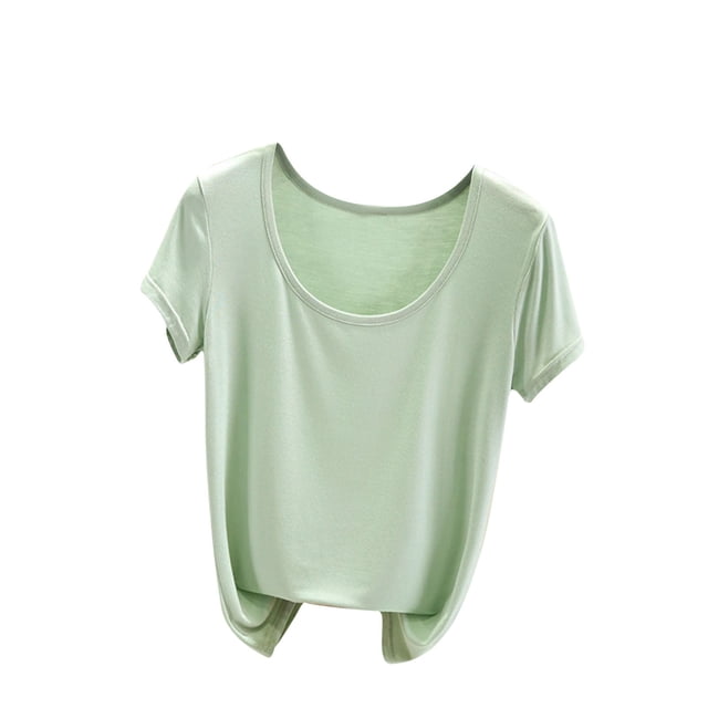 Yuyuzo Hauts de Pyjama Grande Taille pour Femmes Manches Courtes Haut de Pjs Col Rond Chemises de Nuit Doux Confortables Vêtements d'Intérieur