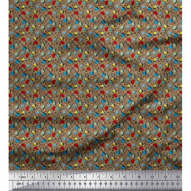 Soimoi Modal Satin Fabric Scientific Lab Equipments Education Theme Fabric Prints by Yard 42 Inch Wide