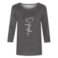 thumbnail image 5 of Jsaierl Chemises Foi de Jésus pour Femmes Croix Chrétienne Graphique Manches 3/4 Hauts Décontractés Col Rond Blouses Tuniques Classiques Tendance, 5 of 5