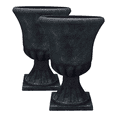 thumbnail image 1 of Southern Patio EB-029816 Winston 16 Inch Resin Outdoor Planter, Black (2 Pack), 1 of 11