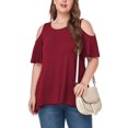 thumbnail image 2 of CHUANK Women‘s Plus Size Cold Shoulder Tunic Top Summer Short Sleeve Blouse, 2 of 7