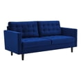 thumbnail image 2 of Modway Canapé en Velours de Performance Capitonné Exalt, Bleu Marine et Noir, 2 of 10