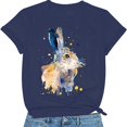 thumbnail image 1 of EGNMCR Shirts T - de Pâques pour Femmes T-Shirts Imprimé de Pâques T-Shirt Ample à Manches Courtes à Col Rond pour Femmes avec Motif Imprimé Lapin de Pâques, 1 of 3