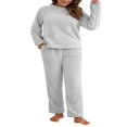 thumbnail image 2 of Peluche de Femmes de Couleur Unie à Manches Longues et Pantalons Pyjamas Ensembles Hiver Chaud Femmes Cadeau, 2 of 7
