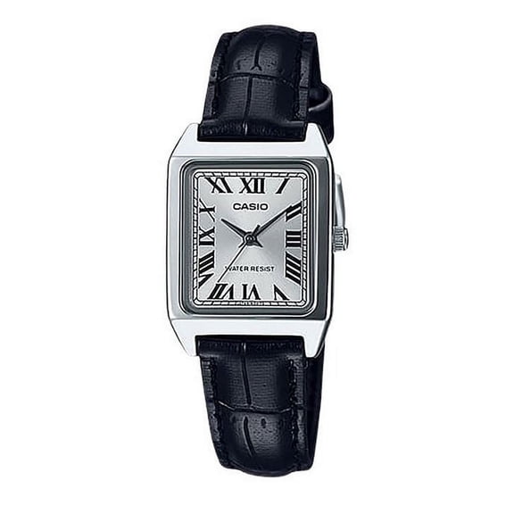 Casio Standard Montre pour Femme Analogique à Bracelet en Cuir, Cadran Argenté, Quartz LTP-V007L-7B1