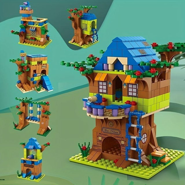 Assemble Puzzle Blocks, A Village House And A Treehouse, Intellectual Toys, Six-in-one Puzzles