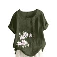 thumbnail image 1 of Cameland Hauts pour Femmes Col Rond Manches Courtes Imprimé Floral Chemise Ample, 1 of 5