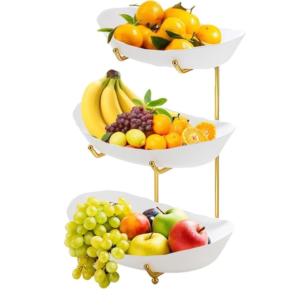 Fruit Basket for Kitchen Kitchen Counter Fruit Bowl 3-Layer Acrylic Fruit Basket with Service Bowl and Metal Bracket for Fruit and Vegetable Storage Bowls for Kitchen