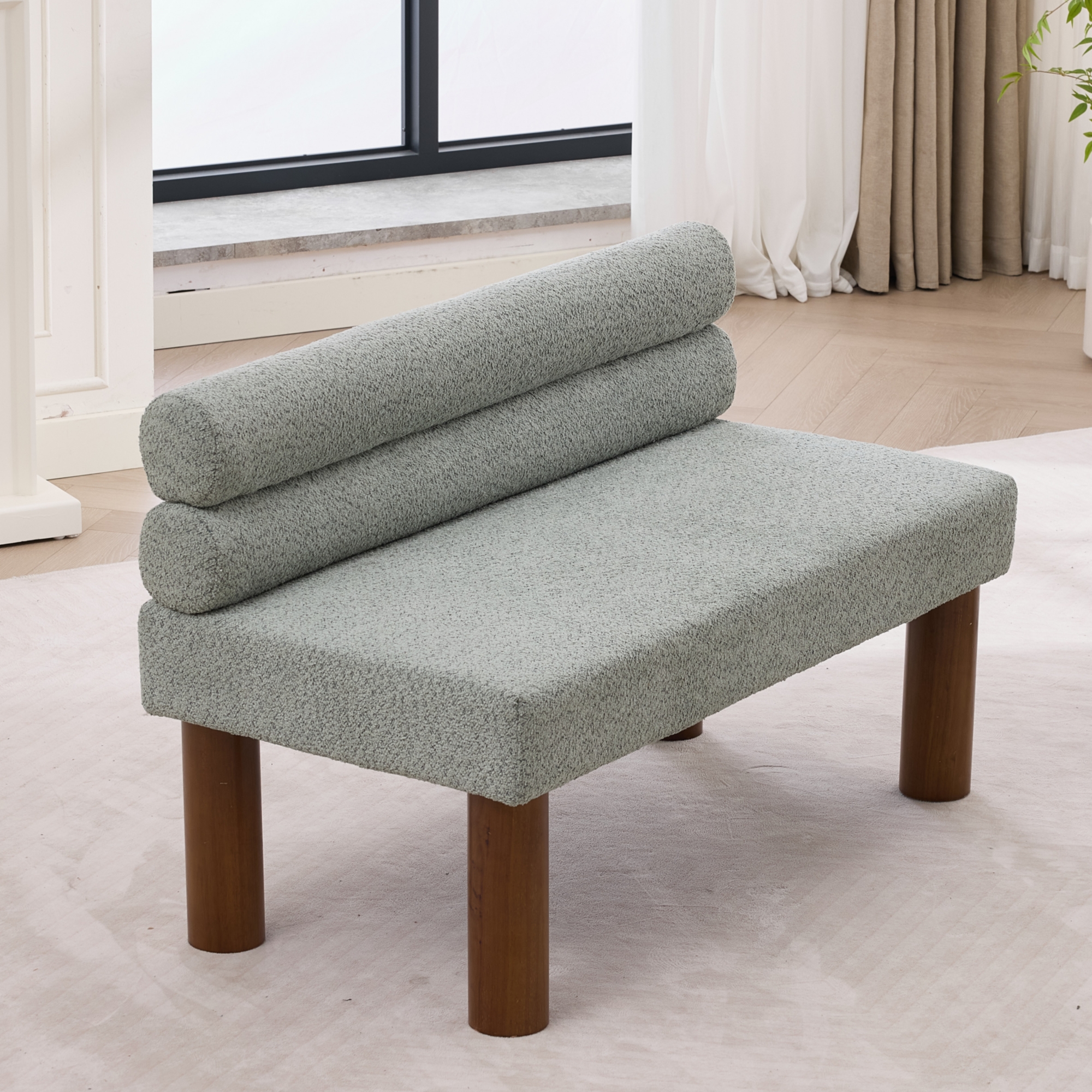 Noble House Oversized Modern Minimalist Bench,Armless Design with Wooden Frame,Green