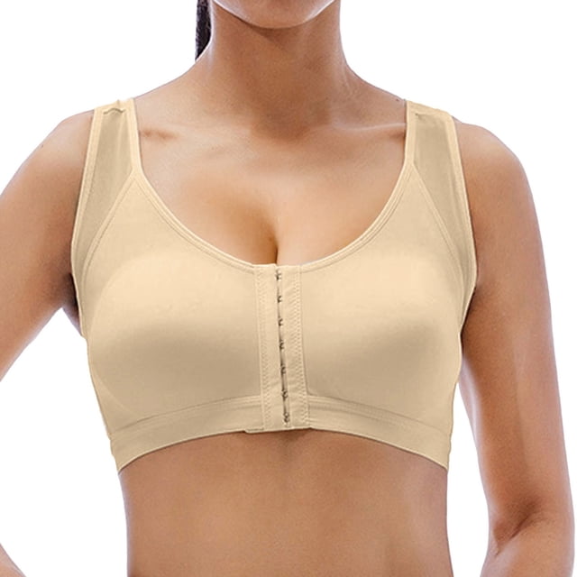 FhsagQ Bra Red Bras for Women Crotchless Bra for Seniors Front Closure Posture Corrector Bra for Women Full Coverage Front Closure Support Bra for Older Women Beige M