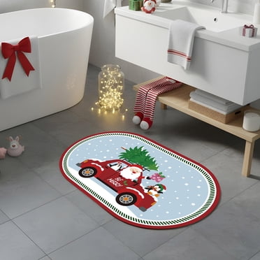 Gogreen Bath Mat - Bathroom Mat Rug Non Slip Super Absorbent Stain Resistant Quick Dry Bathroom Rug-Bath Mat for Bathroom Floor Bathtub Vanity-Bathmat Bath Rug (Christmas Santa Claus, 16"x24")