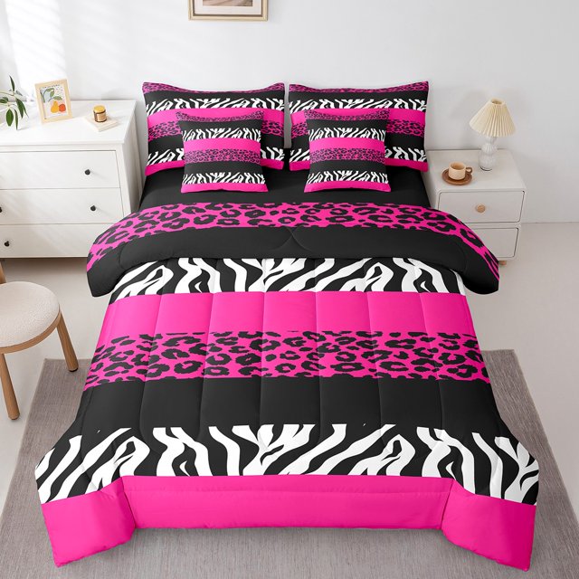 Erosebridal Literie à Imprimé Léopard Guépard Format Simple, Ensemble de Lit à Imprimé Zèbre Format Simple, Déco Champêtre avec Animaux, Réversible