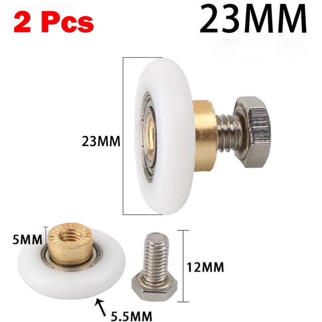 2 x Rouleaux/courants/roues de Porte de Douche 19 mm, 23 mm, 25 mm, 27 mm Diamètres de Roue