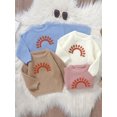 thumbnail image 3 of FOCUSNORM Chandail Tricoté pour Bébé Garçon Fille Sun Embroidery Col Rond Manches Longues Pull pour Automne Hiver, 3 of 9