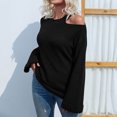 thumbnail image 4 of IROINID Women's One-Shoulder Pullover Sweater Solid Color Leisure Mid-Length Long Sleeve Sweater, 4 of 6