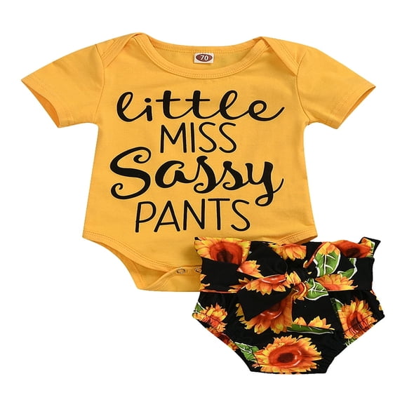 Vêtements d'Été pour Bébés Filles, T-shirt Ample, Hauts, Shorts Tournesol, Ensembles, Jaune, 0-3 Mois