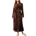 thumbnail image 1 of Timegard Womens Bathrobe Long Sleeve Lapel Neck Nightgowns Long Plush Robes Fall Winter Warm Comfy Robe, 1 of 6