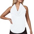 thumbnail image 1 of Liquidation d'Économies! Hauts pour Femmes Grande Taille, Blouse d'Été à Manches Courtes pour Femmes, Haut d'Été Uni Décontracté Sans Manches à Encolure Nouée pour Femme, 1 of 5