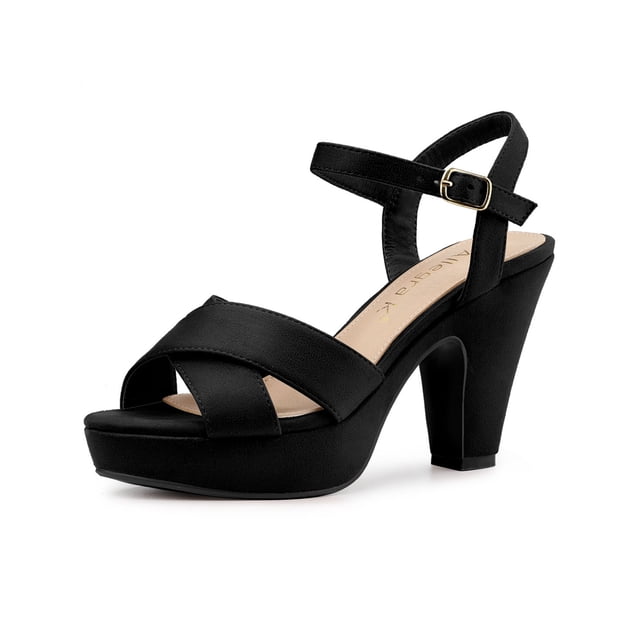 BLISSFUL STEP Sandales Slingback à Plateforme à Talon Épais à Bride pour Femmes