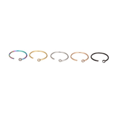5pcs 0.8*10mm Stainless Steel Nose Rings Nose Hoop Nose Piercing