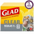 thumbnail image 1 of Glad Sacs à Ordures Transparents - Réguliers 74 Litres - 10 Sacs à Déchets, Solides Garantis, 1 of 5