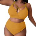 thumbnail image 1 of 2024 Women's Sexy Plus Size Suspender Bikini - High Waisted Solid Color Swimsuit, 1 of 6