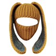 thumbnail image 1 of Fgnfyis Rabbit Ear Hat Autumn and Winter Neck Knitted Hat Bomber Hats Yellow, 1 of 6