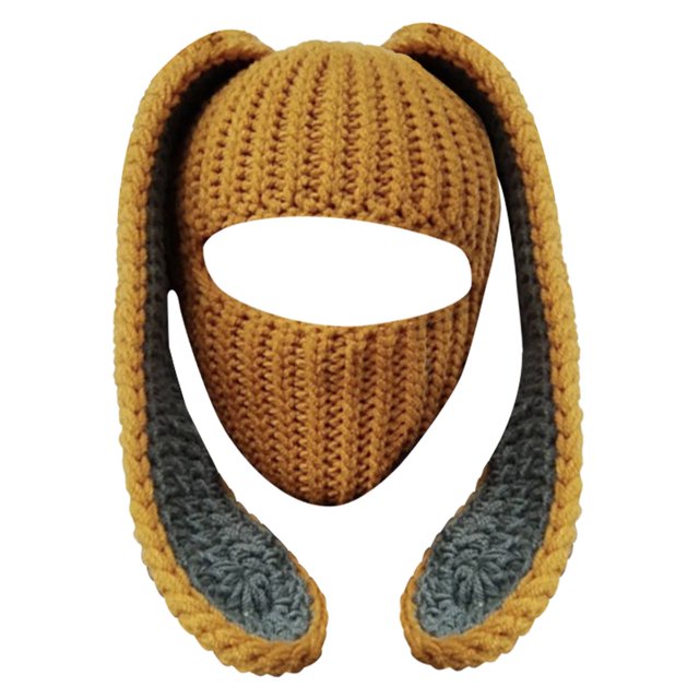 Fgnfyis Rabbit Ear Hat Autumn and Winter Neck Knitted Hat Bomber Hats Yellow