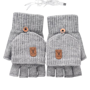 USB Charging Heated Gloves with Plush Lining, Winter Warmth for Skiing, Cycling, and Office Use, Adjustable Temperature