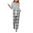 thumbnail image 2 of LSLJS Ensembles de Pyjama pour Femmes Mode Décontractée Manches Longues Confortable Ensemble à Carreaux Chandail Hauts Blouse Cadeaux pour Hommes, 2 of 5