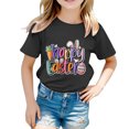 thumbnail image 3 of PMVFHDE T-Shirt Graphique à Manches Courtes Imprimé Lapin de Pâques pour Enfants, Col Rond, Décontracté, Printemps Été, Noir, 2-3 Ans, 3 of 4