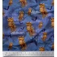 thumbnail image 1 of Soimoi Modal Satin Fabric Owl,Bat & Haunted House Halloween Decor Fabric Printed Yard 42 Inch Wide, 1 of 3
