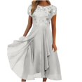 thumbnail image 2 of Robes Maxi Aguichant pour Femmes, Décontractées, à Manches Mi-Longues, d'Été, de Plage, Robe Soleil Hawaïenne, Coupe Évasée, Longue, 2 of 6