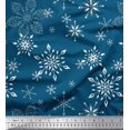 thumbnail image 1 of Soimoi Blue polyester Crepe Fabric Snow Flakes Floral Printed Craft Fabric by the Yard 52 Inch Wide, 1 of 5