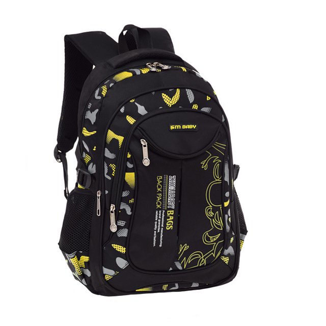 ruzhgo Sac de Rangement pour Étudiants, Sac d'École Imprimé, Sac à Dos de Randonnée Portable avec Fermeture Éclair, Grande Capacité, Sac à Dos Bleu Grand Jaune Petit