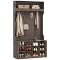 thumbnail image 1 of HOMCOM Portemanteau d'Entrée avec Banc et Casiers de Rangement pour Chaussures, Brun, 1 of 10