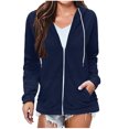thumbnail image 1 of Yuyuzo Womens Hoodies Long Sleeve Full Zip up Basic Sweatshirts Drawstring Jacket Coat with Pockets, 1 of 7