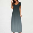 thumbnail image 2 of fatyb Robes Maxi à Manches Courtes pour Femmes Col Ras du Cou Décontractées Longues Robes Imprimées Robes T-Shirt d'Été, 2 of 5