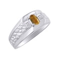 thumbnail image 4 of RYLOS Men's Rings 14K White Gold Classic Nugget 6X4MM Oval Gemstone & Diamond Ring Tiger Eye November Birthstone Rings Size 12, 4 of 7