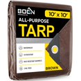 thumbnail image 1 of Multi-Purpose Large Tarp Waterproof Cover | Brown 10' x 10' 5 Mil Thick | Rip Proof Tarps | Thick Weave Material UV Resistant Great for Tarpaulin Canopy Tent Boat RV or Pool Cover, 1 of 5
