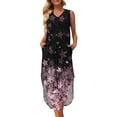 thumbnail image 2 of Lenago Robe Maxi Grande Taille pour Femmes Aguichant Mode pour Femmes Sans Manches Imprimée à Col en V avec Poches Gilet Robe Longue Robes d'Été de Plage en Liquidation, 2 of 7