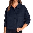 thumbnail image 4 of Plus Size Suede Jackets For Women 2025 Casual Button Down Cropped Jacket Fall Long Sleeve Outerwear Coats Work Clothes, 4 of 8