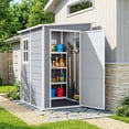 thumbnail image 2 of Outsunny Abri de Rangement Extérieur Adossé 4 x 5 Pi en Plastique pour Outils de Jardin, 2 of 10