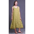 thumbnail image 4 of Bimba Robe de Nuit Sans Manches Jaune Moyen à Feuilles Florales et Fleurs pour Femmes P Coton Imprimé Vêtement de Nuit pour Dames Tenue de Sommeil X-Grand, 4 of 6