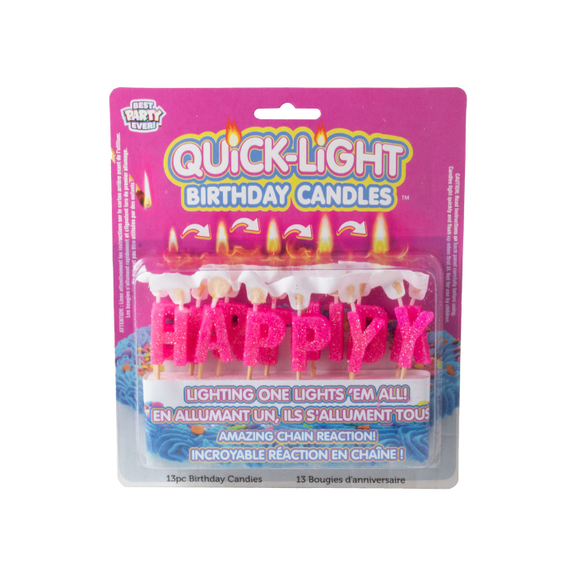 QLCANDLE JOYEUX ANNIVERSAIRE PAILLETTES ROSE 13 Pc