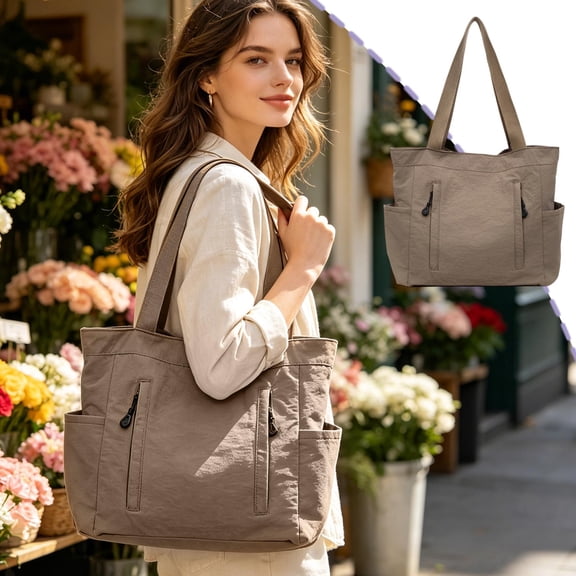 Qiopertar Grand Sac Fourre-Tout Léger à Bandoulière à Grande Capacité avec Multiples Poches, Sac à Main Décontracté pour Femmes pour le Travail, l'École, les Voyages et l'Usage Quotidien